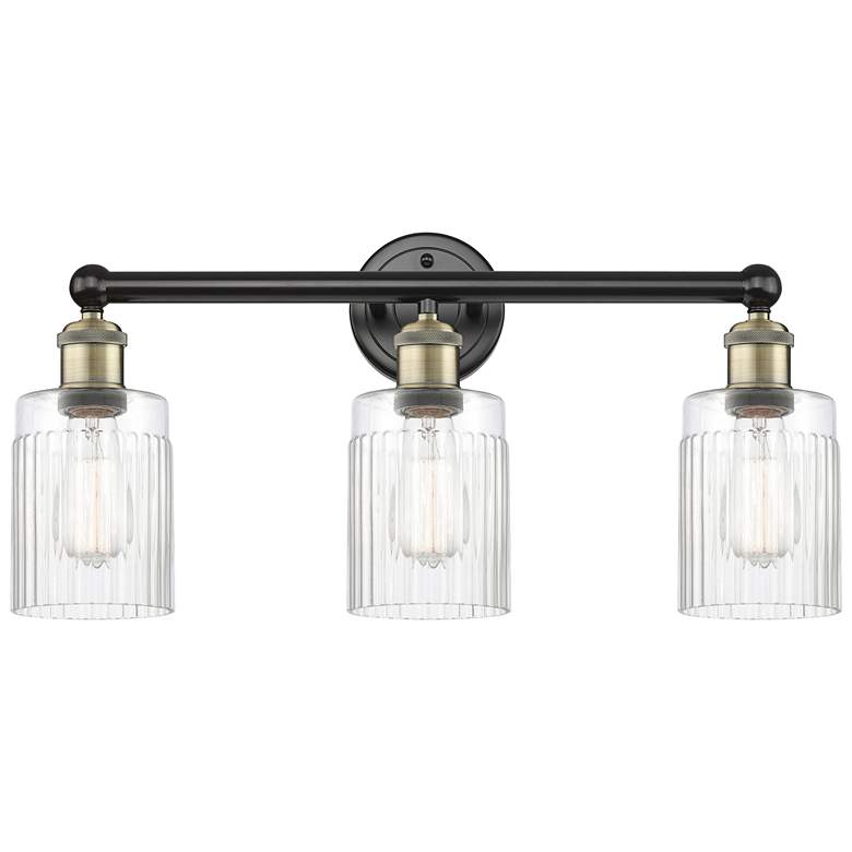 Image 1 Hadley 22.5"W 3 Light Black Antique Brass Bath Light With Clear Shade