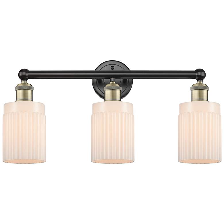 Image 1 Hadley 22.5"W 3 Light Black Antique Brass Bath Light With White Shade