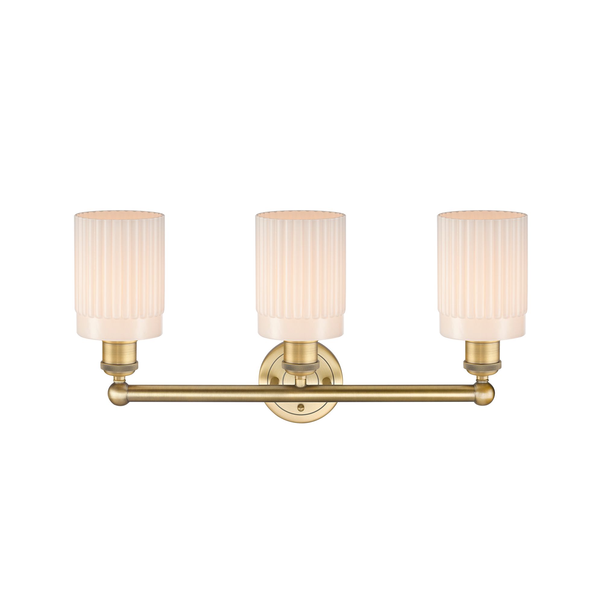 Image 2 Hadley 22.5"W 3 Light Brushed Brass Bath Vanity Light With White Shade more views