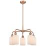 Hadley 22.5"W 5 Light Antique Copper Stem Hung Chandelier With White S