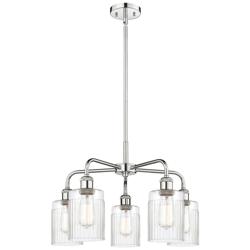 Hadley 22.5&quot;W 5 Light Polished Chrome Stem Hung Chandelier With Clear