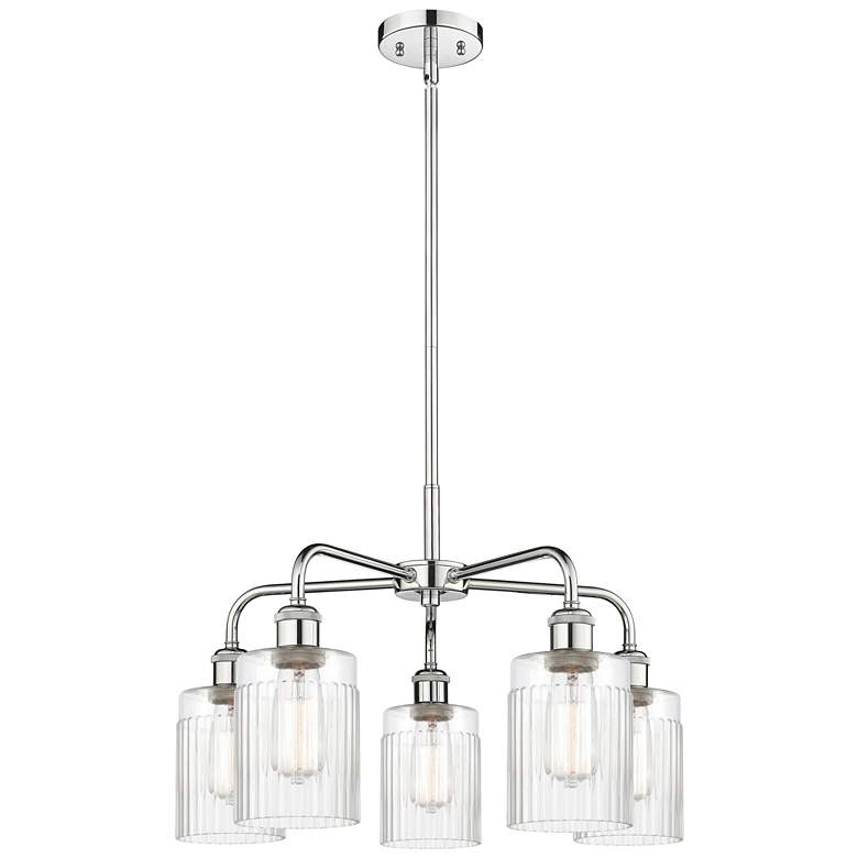Image 1 Hadley 22.5"W 5 Light Polished Chrome Stem Hung Chandelier With Clear 