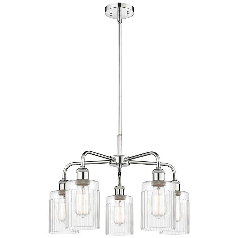 Image 1 Hadley 22.5"W 5 Light Polished Chrome Stem Hung Chandelier With Clear