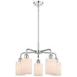 Hadley 22.5&quot;W 5 Light Polished Chrome Stem Hung Chandelier With White