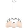 Hadley 22.5"W 5 Light Polished Chrome Stem Hung Chandelier With White 