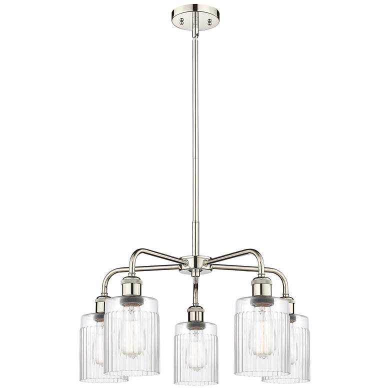 Image 1 Hadley 22.5"W 5 Light Polished Nickel Stem Hung Chandelier With Clear