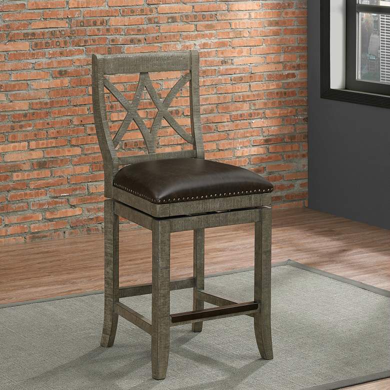 Image 1 Hadley 26" Tobacco Bonded Leather Swivel Counter Stool