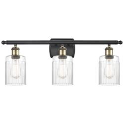Hadley 26" Wide 3 Light Black Brass Bath Vanity Light w/ Clear Shade