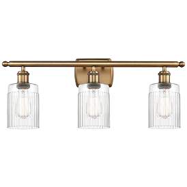 Image1 of Hadley 26" Wide 3 Light Brushed Brass Bath Vanity Light w/ Clear Shade