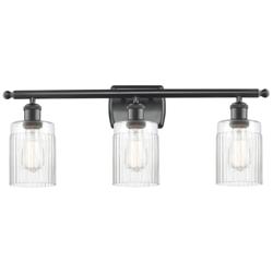 Hadley 26" Wide 3 Light Matte Black Bath Vanity Light w/ Clear Shade