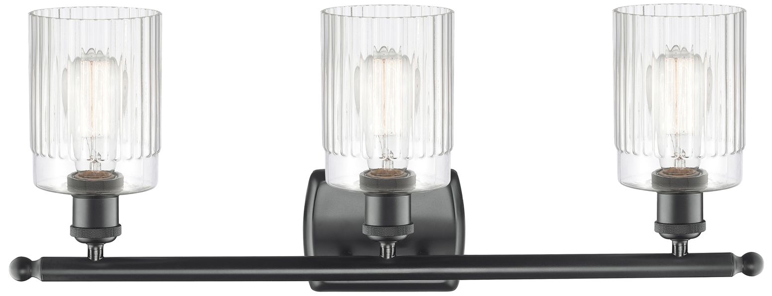 Image 2 Hadley 26" Wide 3 Light Matte Black Bath Vanity Light w/ Clear Shade more views