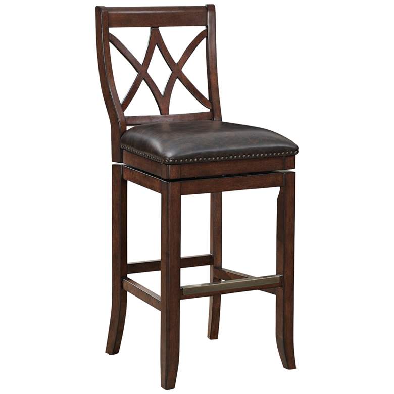 Image 1 Hadley 30" Tobacco Bonded Leather Swivel Barstool