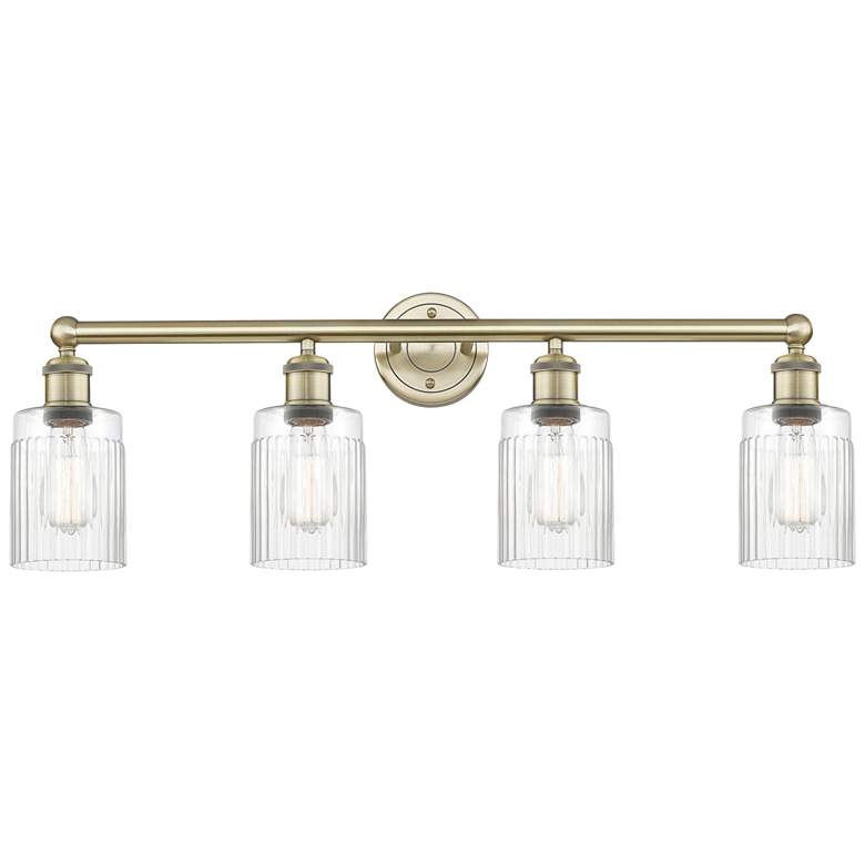 Image 1 Hadley 31.5" Wide 4 Light Antique Brass Bath Vanity Light With Clear S