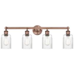 Hadley 31.5&quot; Wide 4 Light Antique Copper Bath Vanity Light With Clear
