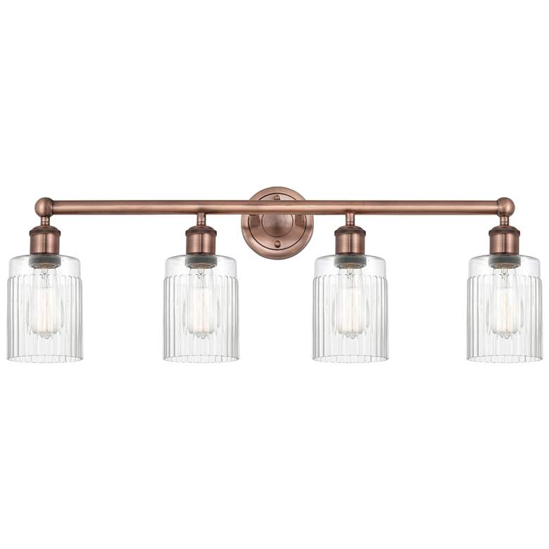 Image 1 Hadley 31.5" Wide 4 Light Antique Copper Bath Vanity Light With Clear