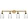 Hadley 31.5" Wide 4 Light Brushed Brass Bath Vanity Light With Clear S