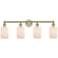 Hadley 31.5"W 4 Light Antique Brass Bath Vanity Light With White Shade