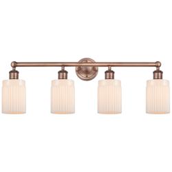 Hadley 31.5&quot;W 4 Light Antique Copper Bath Vanity Light With White Shad