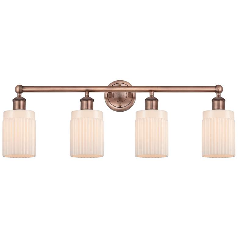 Image 1 Hadley 31.5"W 4 Light Antique Copper Bath Vanity Light With White Shad