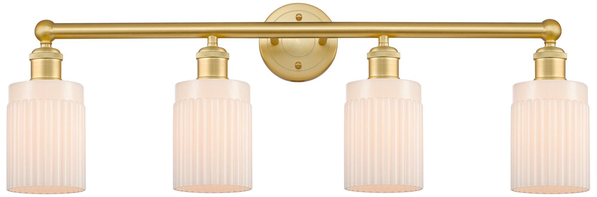 Hadley 31.5"W 4 Light Satin Gold Bath Vanity Light With Matte White Sh