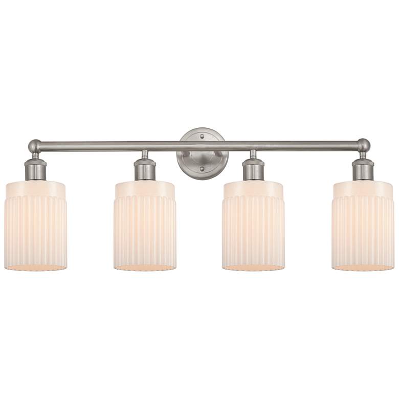 Image 1 Hadley 32" 4-Light Brushed Satin Nickel Bath Light w/ Matte White Shad