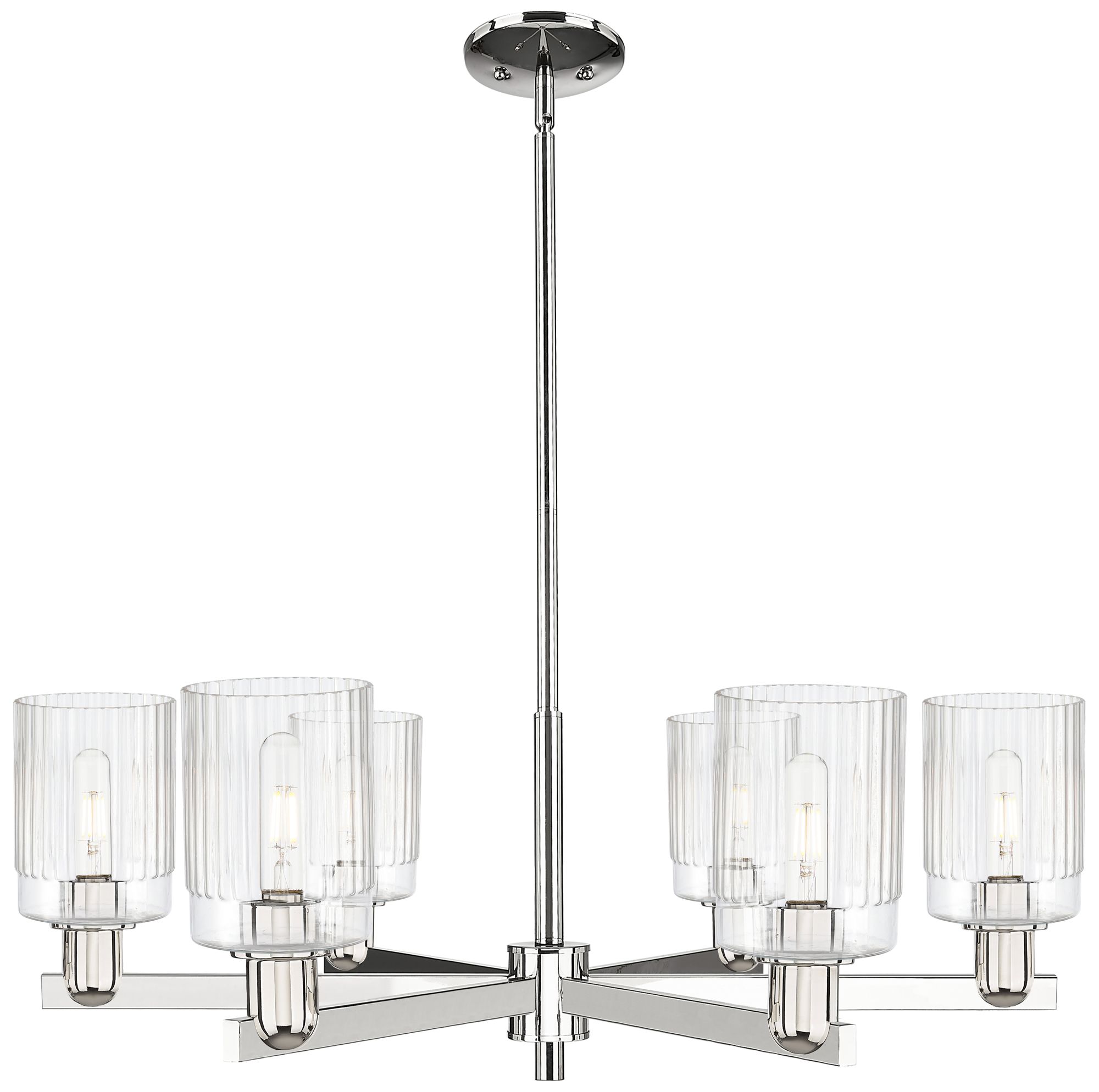 Hadley 34" Wide 6-Light Polished Nickel Chandelier w/ Clear Shade