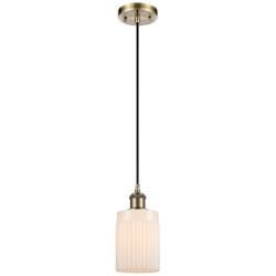 Hadley 4.5" Wide Antique Brass Corded Mini Pendant w/ Matte White Shad