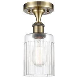 Hadley 4.5" Wide Antique Brass Semi Flush Mount w/ Clear Shade