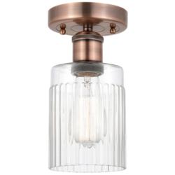 Hadley 4.5" Wide Antique Copper Semi.Flush Mount With Clear Glass Shad