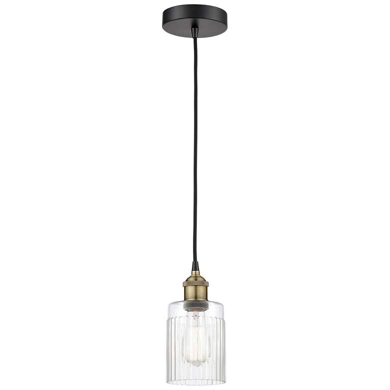 Image 1 Hadley 4.5" Wide Black Brass Corded Mini Pendant With Clear Shade