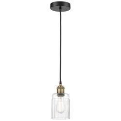 Hadley 4.5&quot; Wide Black Brass Corded Mini Pendant With Clear Shade