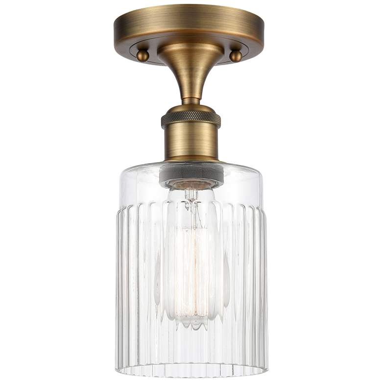 Image 1 Hadley 4.5" Wide Brushed Brass Semi Flush Mount w/ Clear Shade
