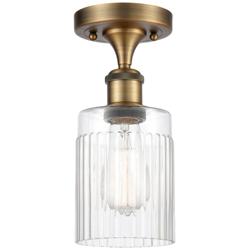 Hadley 4.5" Wide Brushed Brass Semi Flush Mount w/ Clear Shade