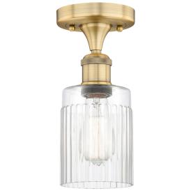 Hadley 4.5" Wide Brushed Brass Semi.Flush Mount With Clear Glass Shade Hadley 4.5" Wide Brushed Brass Semi.Flush Mount With Clear Glass Shade