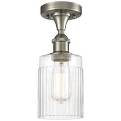 Hadley 4.5" Wide Brushed Satin Nickel Semi Flush Mount w/ Clear Shade