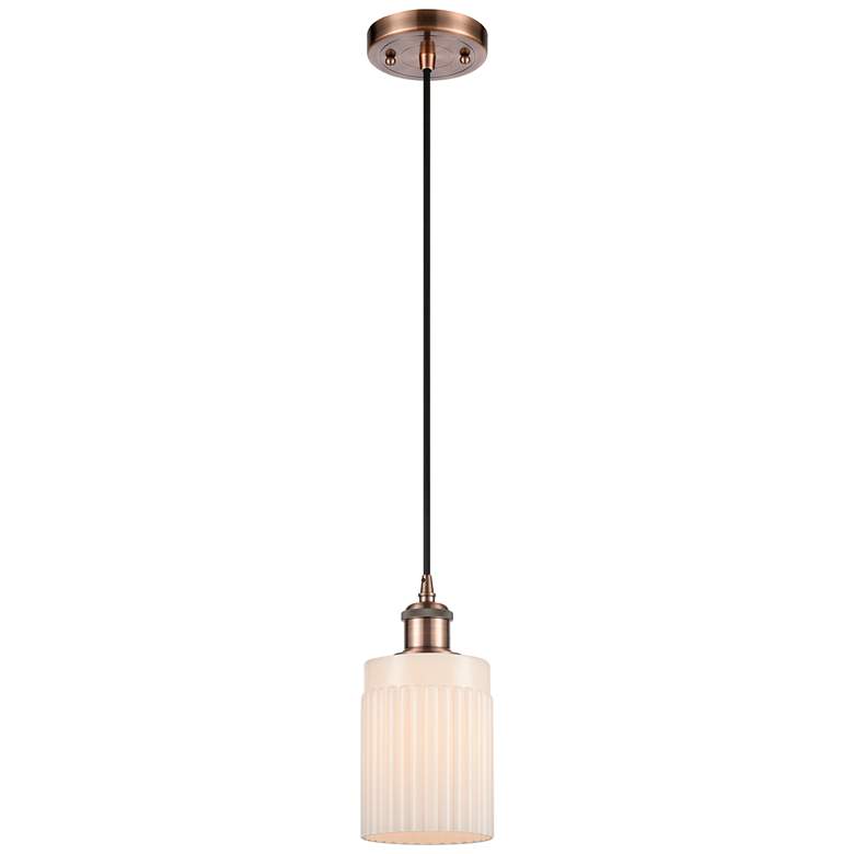 Image 1 Hadley 4.5" Wide Copper Corded Mini Pendant w/ Matte White Shade