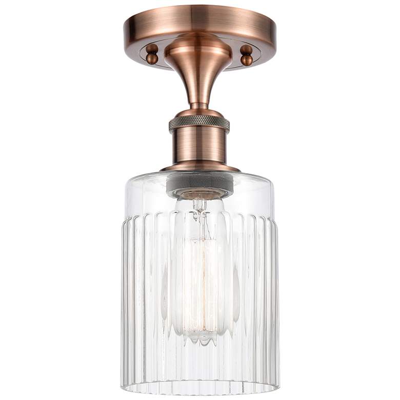 Image 1 Hadley 4.5" Wide Copper Semi Flush Mount w/ Clear Shade