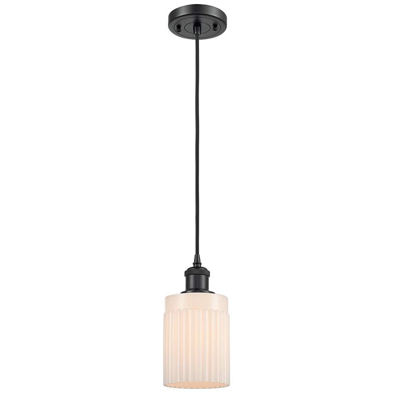 Image 1 Hadley 4.5" Wide Matte Black Corded Mini Pendant w/ Matte White Shade