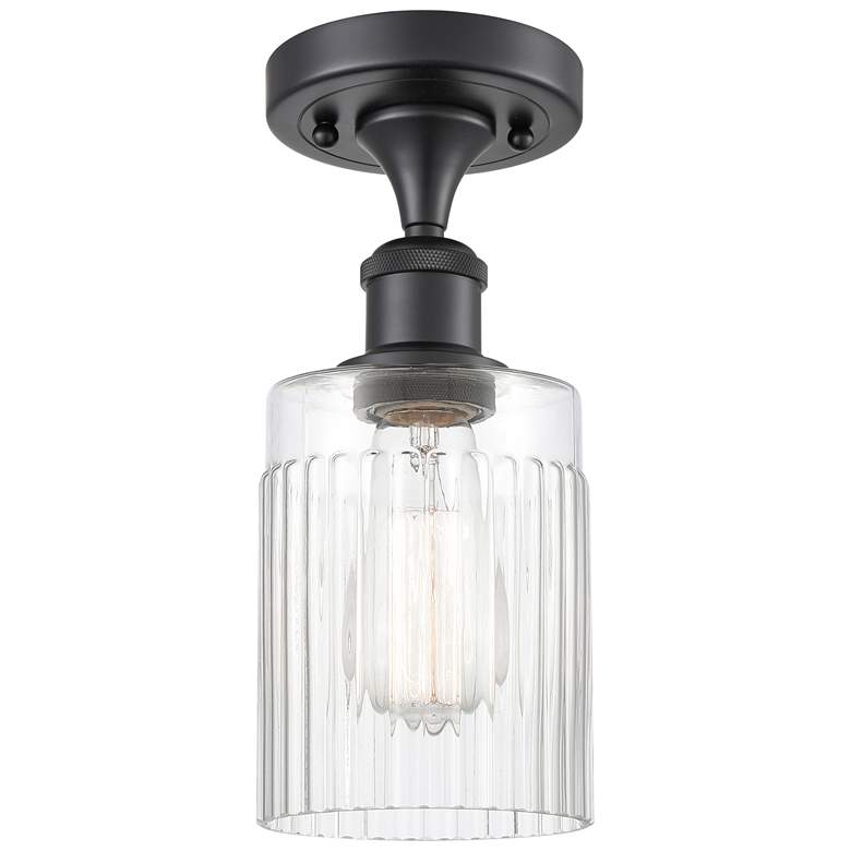 Image 1 Hadley 4.5" Wide Matte Black Semi Flush Mount w/ Clear Shade