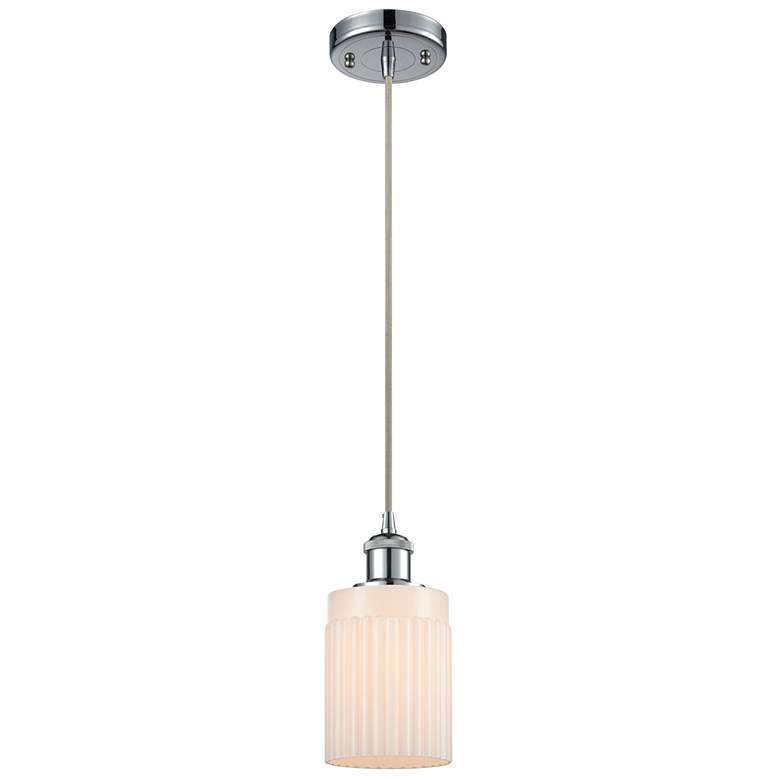Image 1 Hadley 4.5" Wide Polished Chrome Corded Mini Pendant w/ Matte White Sh