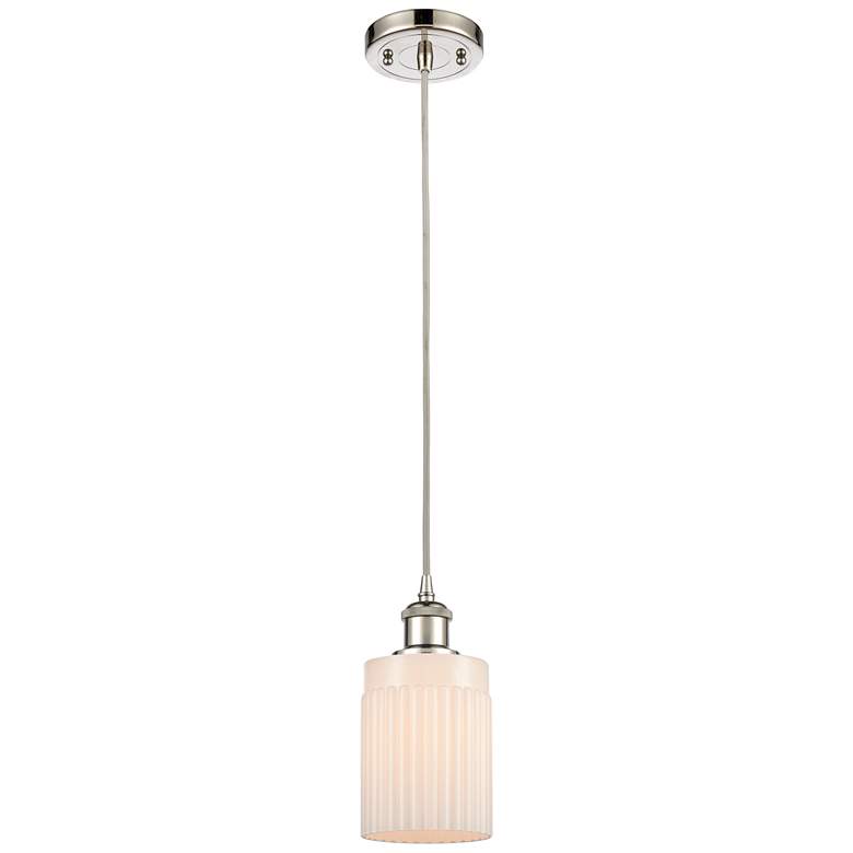 Image 1 Hadley 4.5" Wide Polished Nickel Corded Mini Pendant w/ Matte White Sh