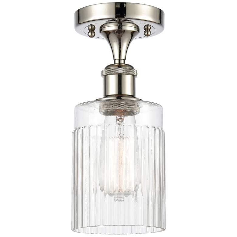 Image 1 Hadley 4.5" Wide Polished Nickel Semi Flush Mount w/ Clear Shade