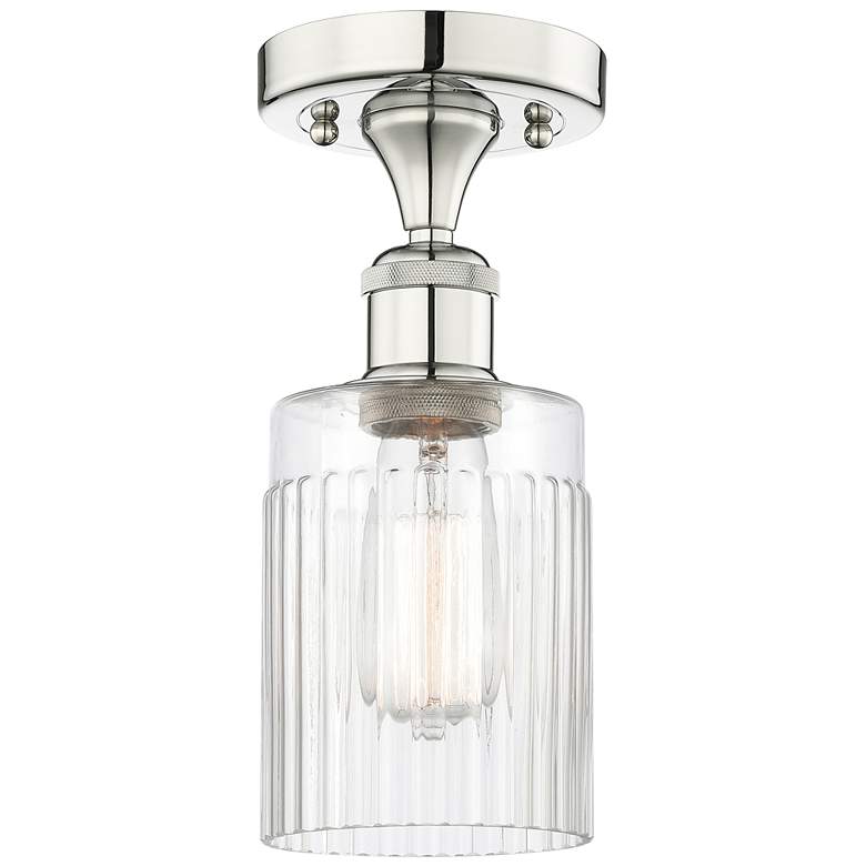 Image 1 Hadley 4.5" Wide Polished Nickel Semi.Flush Mount With Clear Glass Sha