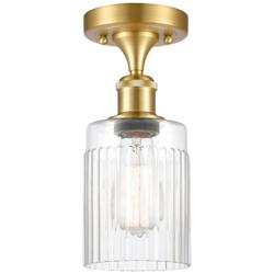 Hadley 4.5" Wide Satin Gold Semi Flush Mount w/ Clear Shade