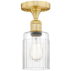 Hadley 4.5&quot; Wide Satin Gold Semi.Flush Mount With Clear Glass Shade