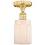 Hadley 4.5" Wide Satin Gold Semi.Flush Mount With Matte White Glass Sh