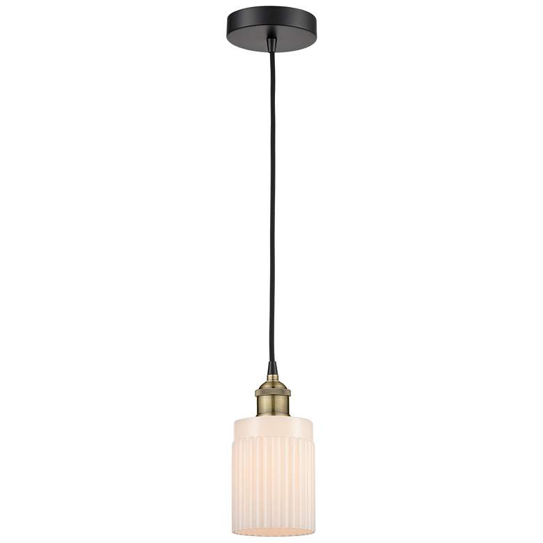 Image 1 Hadley 4.5"W Black Brass Corded Mini Pendant w/ Matte White Shade