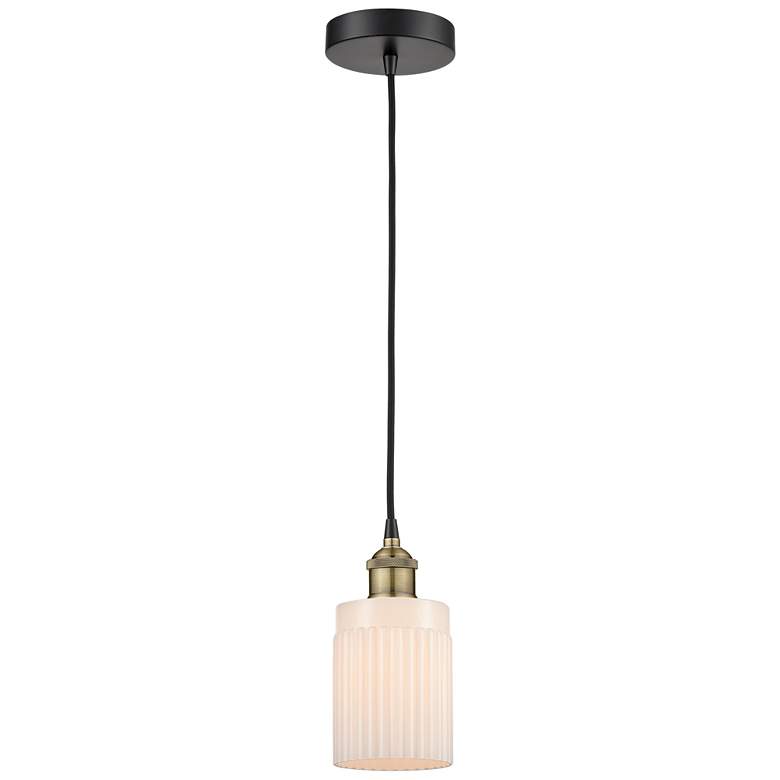 Image 1 Hadley 4.5 inchW Black Brass Corded Mini Pendant w/ Matte White Shade