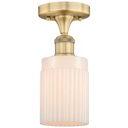 Hadley 4.5"W Brushed Brass Semi.Flush Mount With Matte White Glass Sha