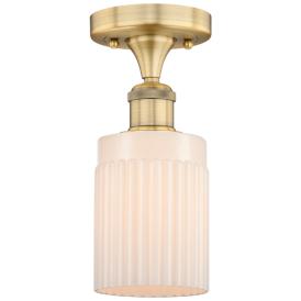 Hadley 4.5"W Brushed Brass Semi.Flush Mount With Matte White Glass Sha Hadley 4.5"W Brushed Brass Semi.Flush Mount With Matte White Glass Sha